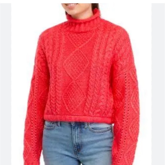 Sanctuary Cozy Up Cable Sweater Women's in Rock Candy Red Size Medium NWT - Picture 1 of 9